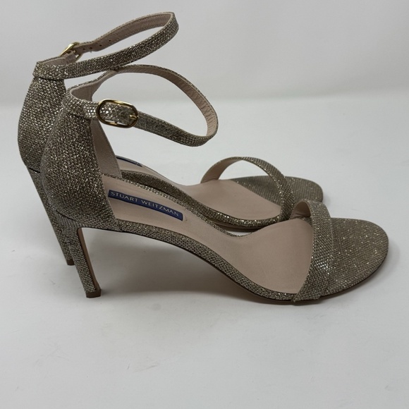 Stuart Weitzman Nudist Gold Glitter Sandals Heels Women’s Size 11 EUC - Picture 9 of 15